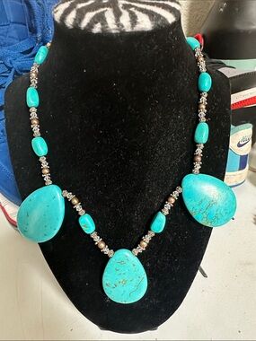Turquoise Teardrop Statement Necklace - Women Jewelry